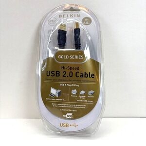Belkin Hi-Speed USB 2.0 Cable Gold Series 6 FT 24k Gold Plated NEW SEALED-READ!!